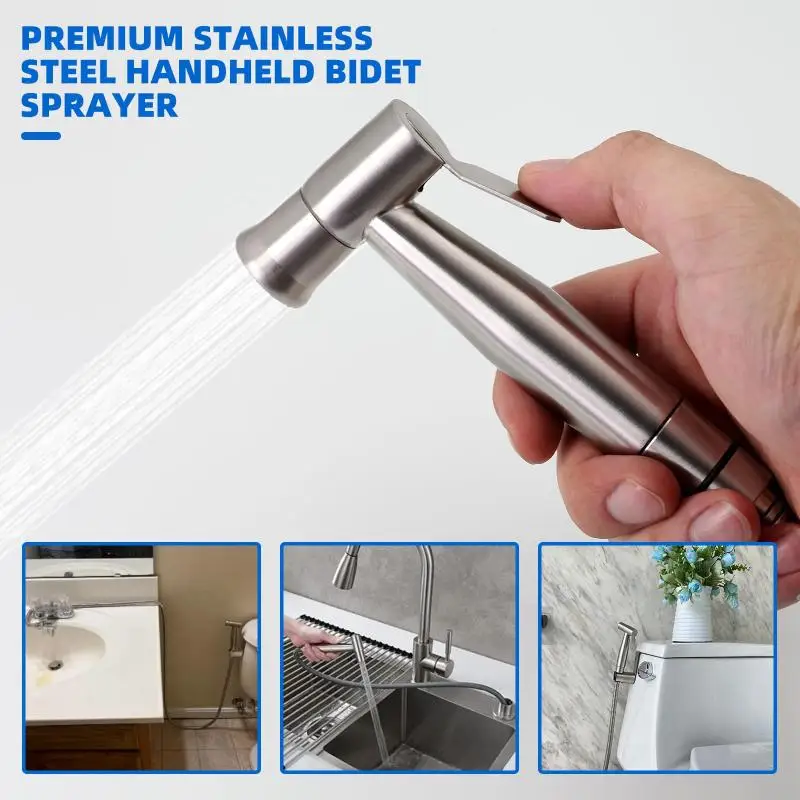 Portable Pressurized Handheld Sprayer Nozzle Bidet Hand Shower Toilet Spray Pet Shower Toilet Washing Clean Bathroom Accessory