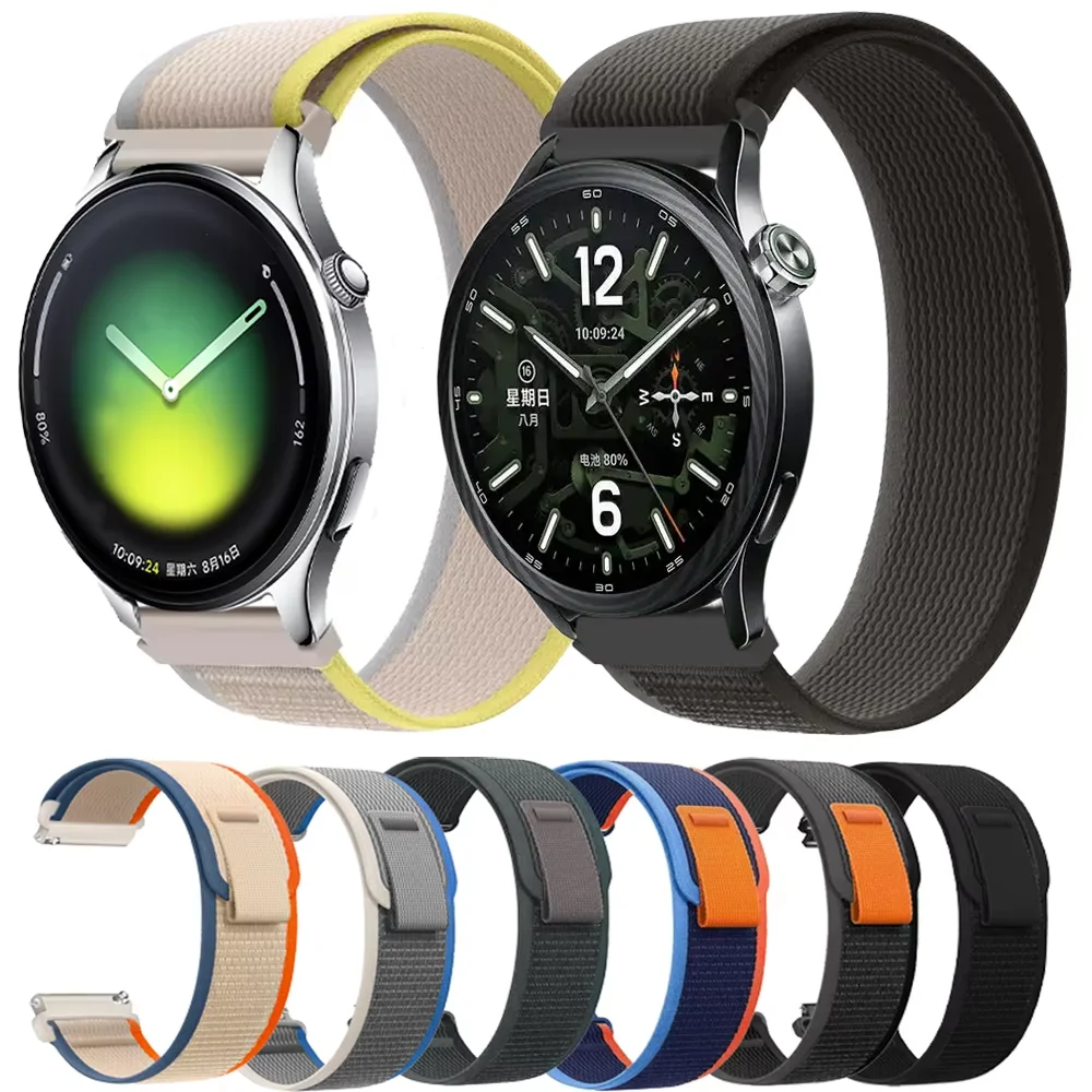 20mm 22mm Trail Nylon Loop Strap for Xiaomi Watch 5 S5 S4 Bracelet Oneplus Watch Lite 3 2 OPPO Watch S X3-2 Realme 5 S Wristband
