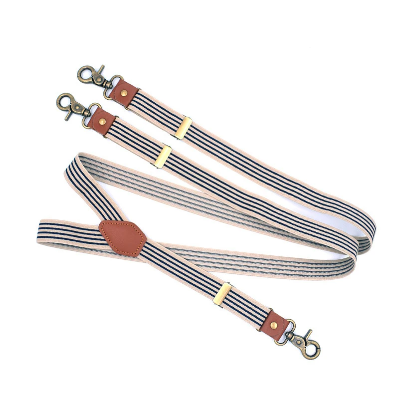 Bretelle vintage da uomo da lavoro resistenti, grandi, alte, 3,5 cm di larghezza, a forma di X, 4 moschettoni in bronzo, bretelle elastiche regolabili per pantaloni