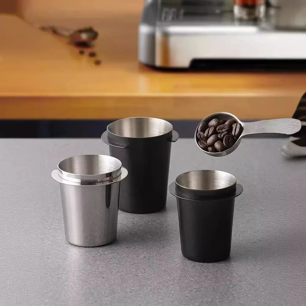 Thick 304 Stainless Steel Espresso Dosing Cup Coffee Portafilter Receiver Aroma Cup, 51mm & 58mm For Espresso Machine
