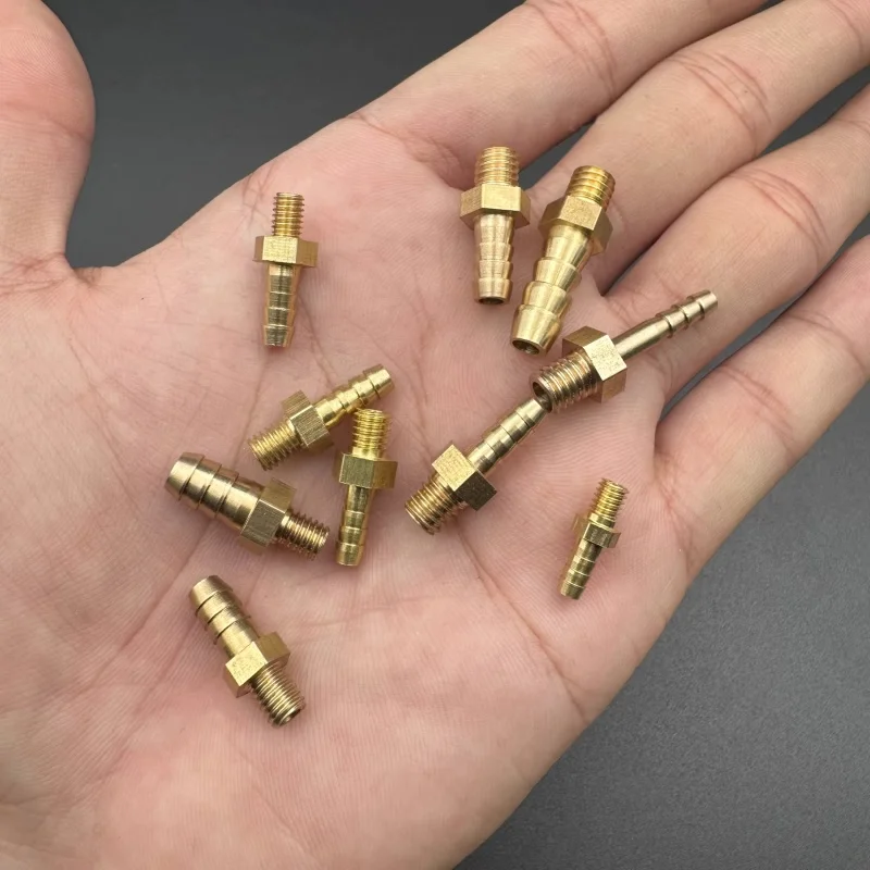 5PCS 2.5mm 3mm 4mm 5mm 6mm 8mm 10mm OD Hose Barb M3 M4 M5 M6 M8 Metric Male Thread Brass Pipe Fitting Coupler Connector Adapter