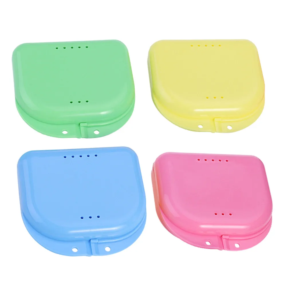 

4Pcs Orthodontic Retainer Boxes Dental Denture Cases Portable Storage Containers Mouthguard Keepers with Mirror Smooth Surface