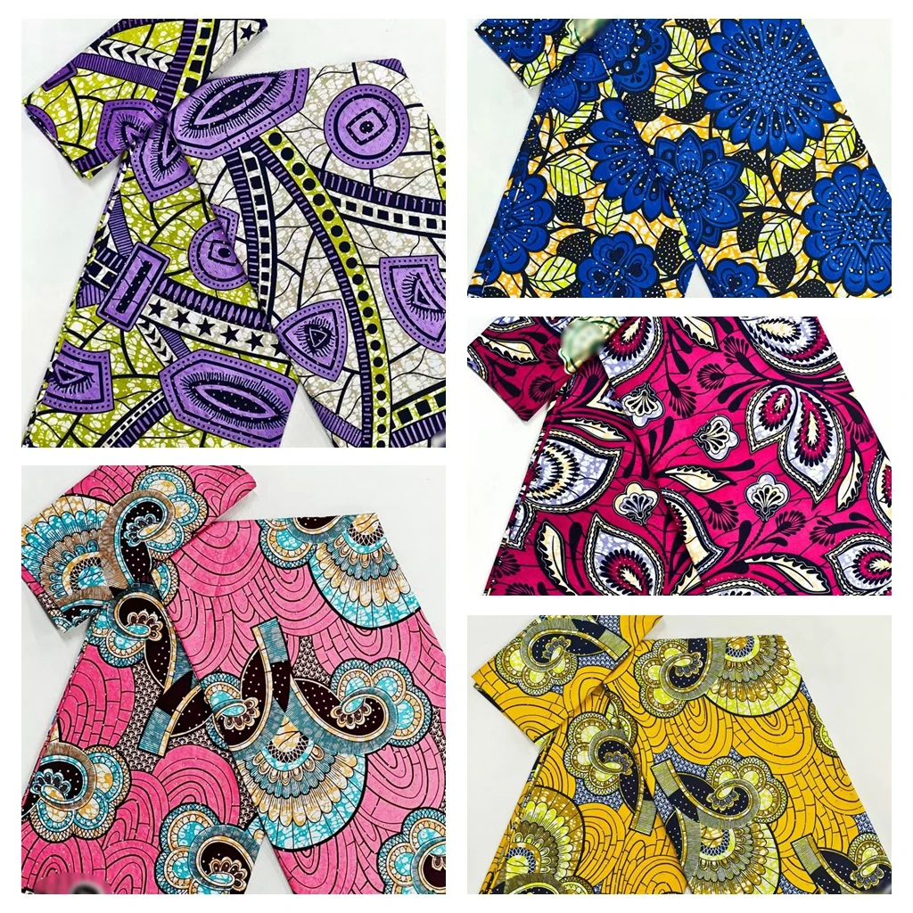 100 قطن فائق النعومة قماش شمع حقيقي أفريقي بالحجارة غانا نيجيريا نمط جودة عالية تألق أنقرة الشمع الباتيك النسيج 6 ياردة #1