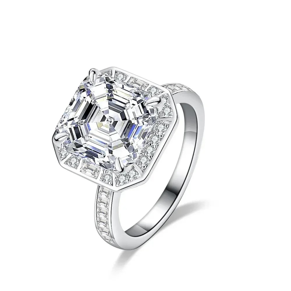Kryos Jewelry Platinum Pt950 Pagoda 5 CT Ring Alien Asche Ring Moissanite Ring D Color Moissanite Pass Diamond Test for Women El