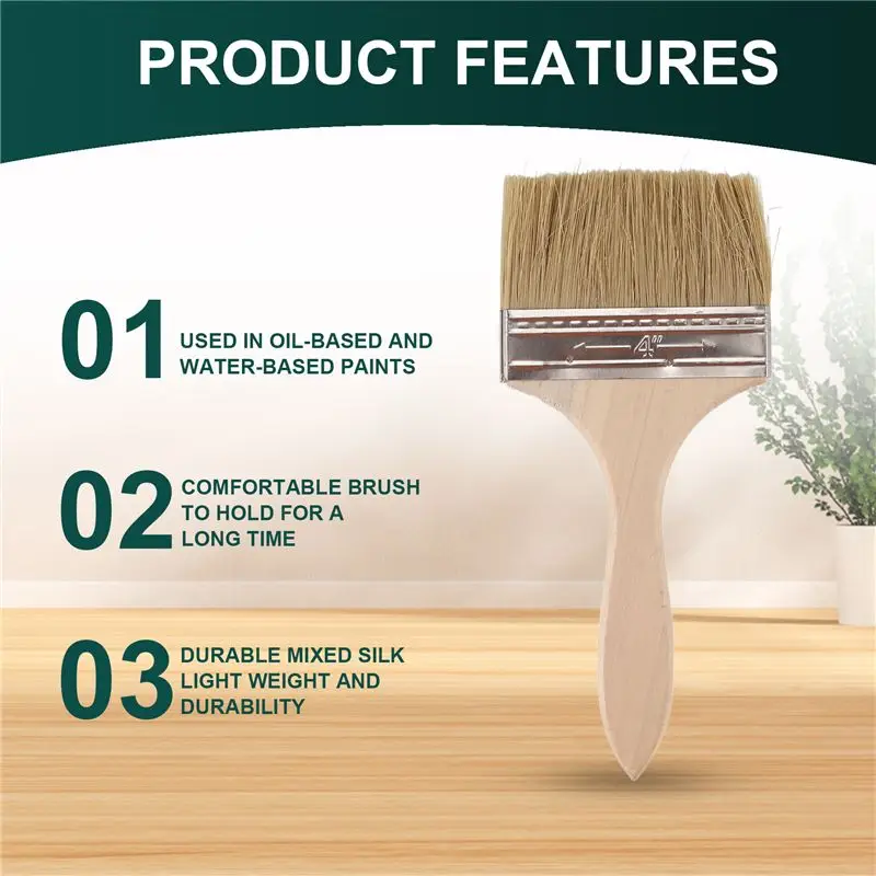 AED6-18 Pack Of 4 Inch (89Mm) Paint Brushes And Chip Paint Brushes For Paint Stains Varnishes Glues And Gesso