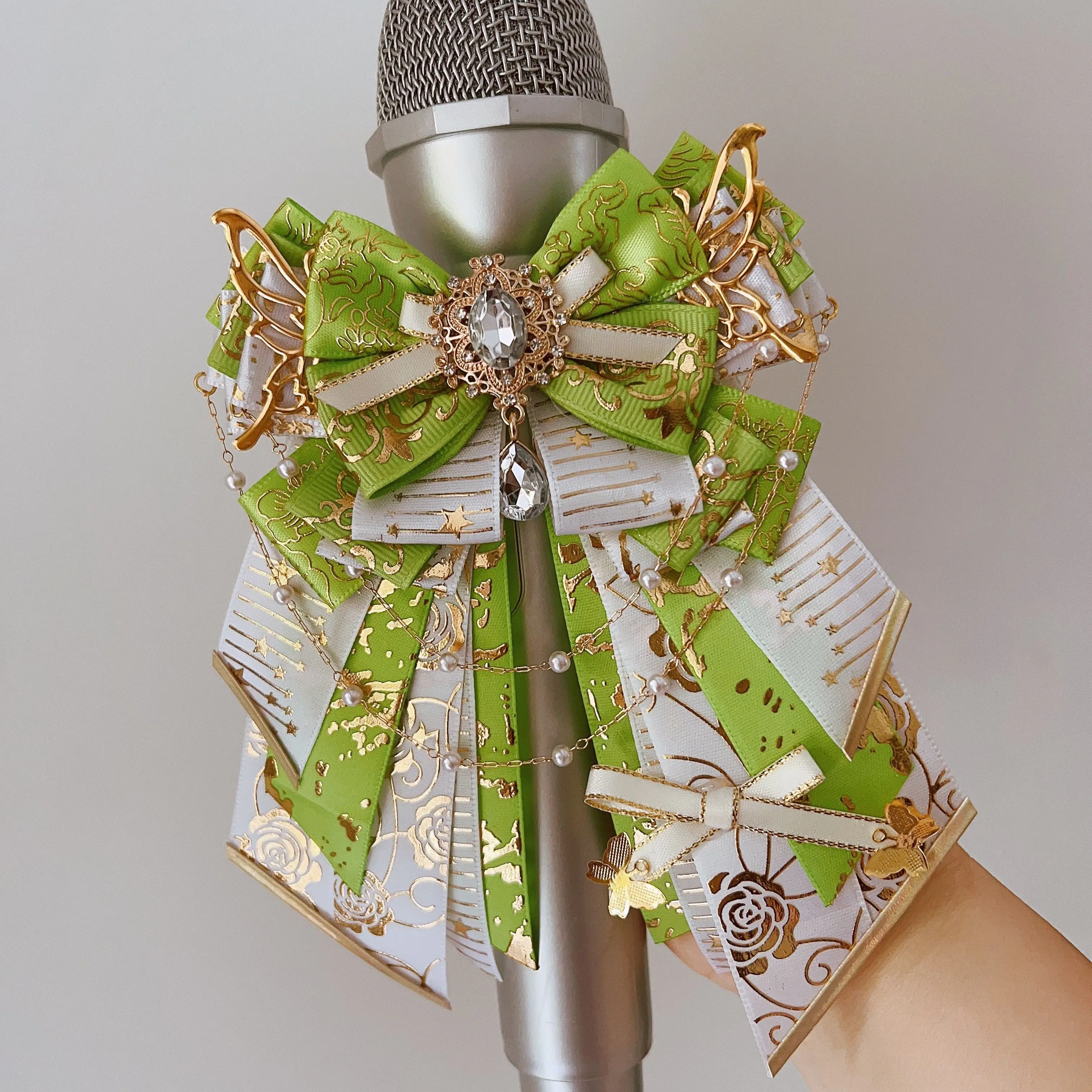 

Handmade Lolita Bow Tie Brooch Anime Concert Support Stick High-end Luxury Rhinestone Shirt Dress Collar Flower Accessories Gift