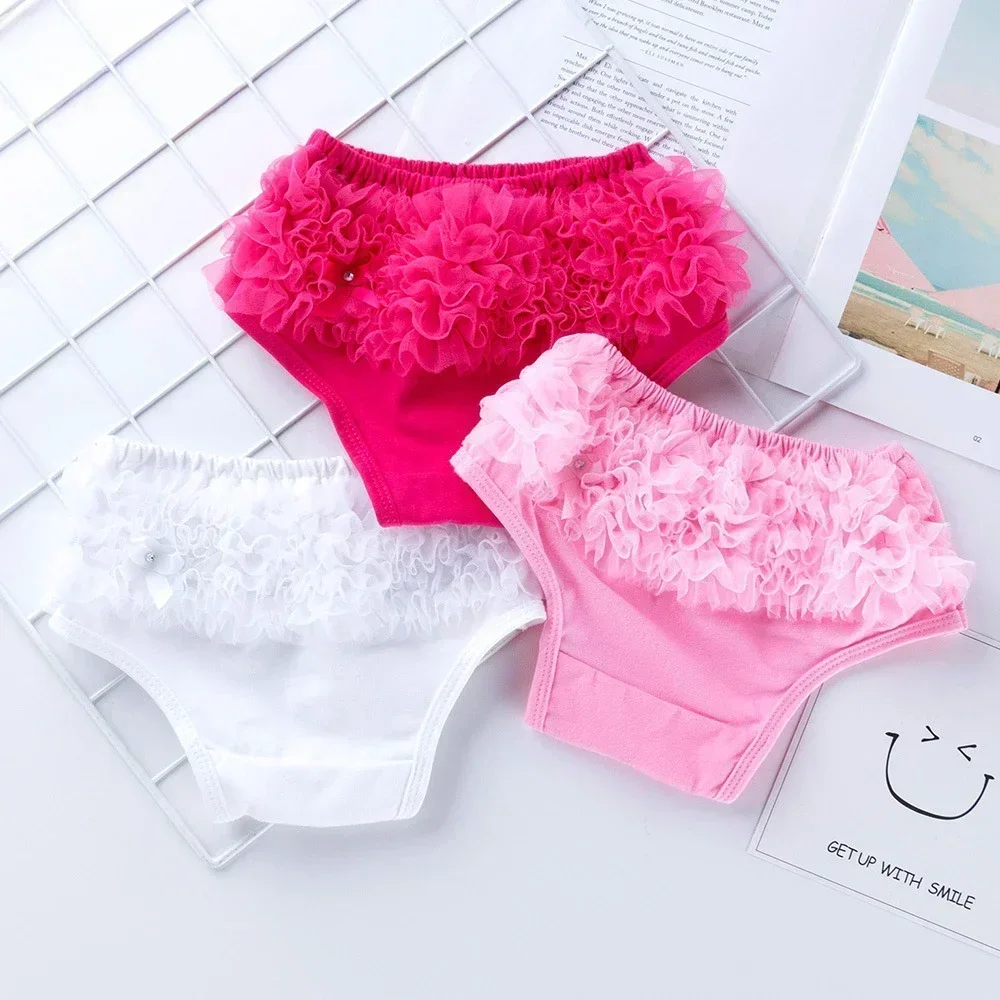 2024 New Mesh Children\'s Shorts Baby Girls PP Pants 0-24M Lace Cotton Shorts Panties Children\'s Pants