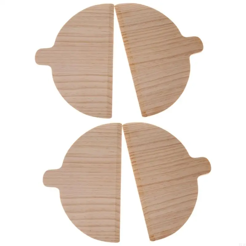 

77JF 4pcs Multipurpose Half Circular Pizza Peels Set Wooden Handle Bread Baking Tool Professional Kitchen Accessories