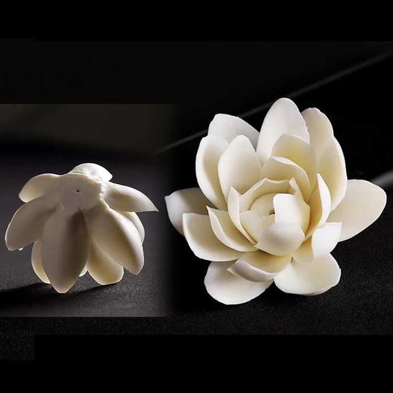 1PC Ceramic White Lotus Incense Burner Sandal Wood Ornaments Home Stick Holder Aromatherapy