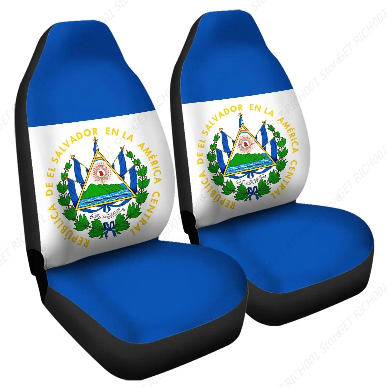 El Salvador Flag Cartoon Car Seat Covers, 2pcs Car Seat Protector for Women Girls, Fit Most Vehicle, Cars, Sedan