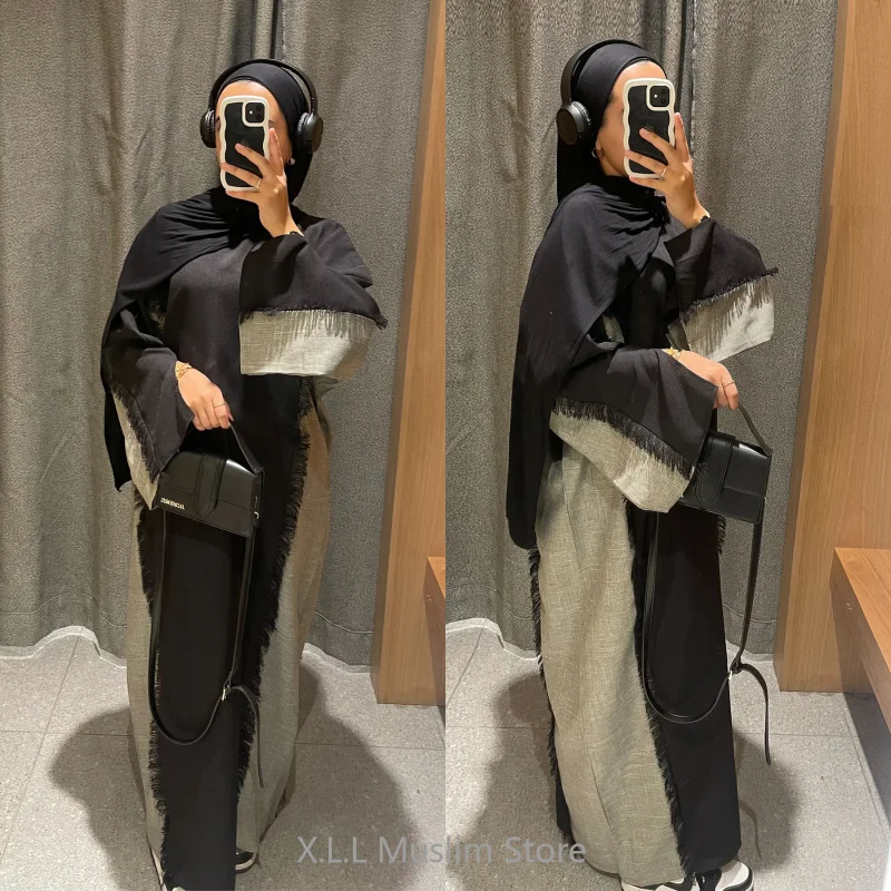 Muslim Eid Ramadan Closed Or Open Abaya Dubai Luxury Fashion Stitching Turkish Elegant Kebaya Kaftan Islamic Robe Clothing