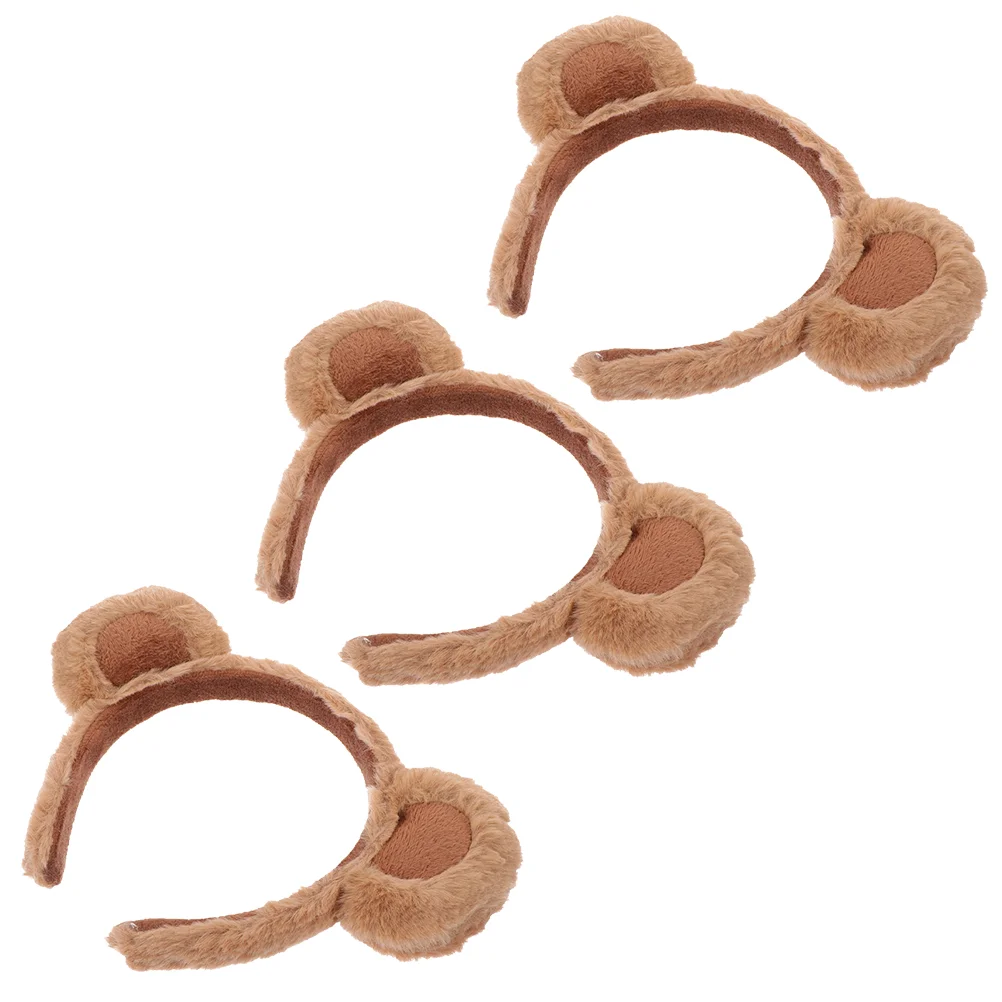 

3 Pcs Bear Headband Cute Plush Hair Accessories 3pcs (a Style Headband-brown) Headbands Exquisite Ears Girl Headdress Animal