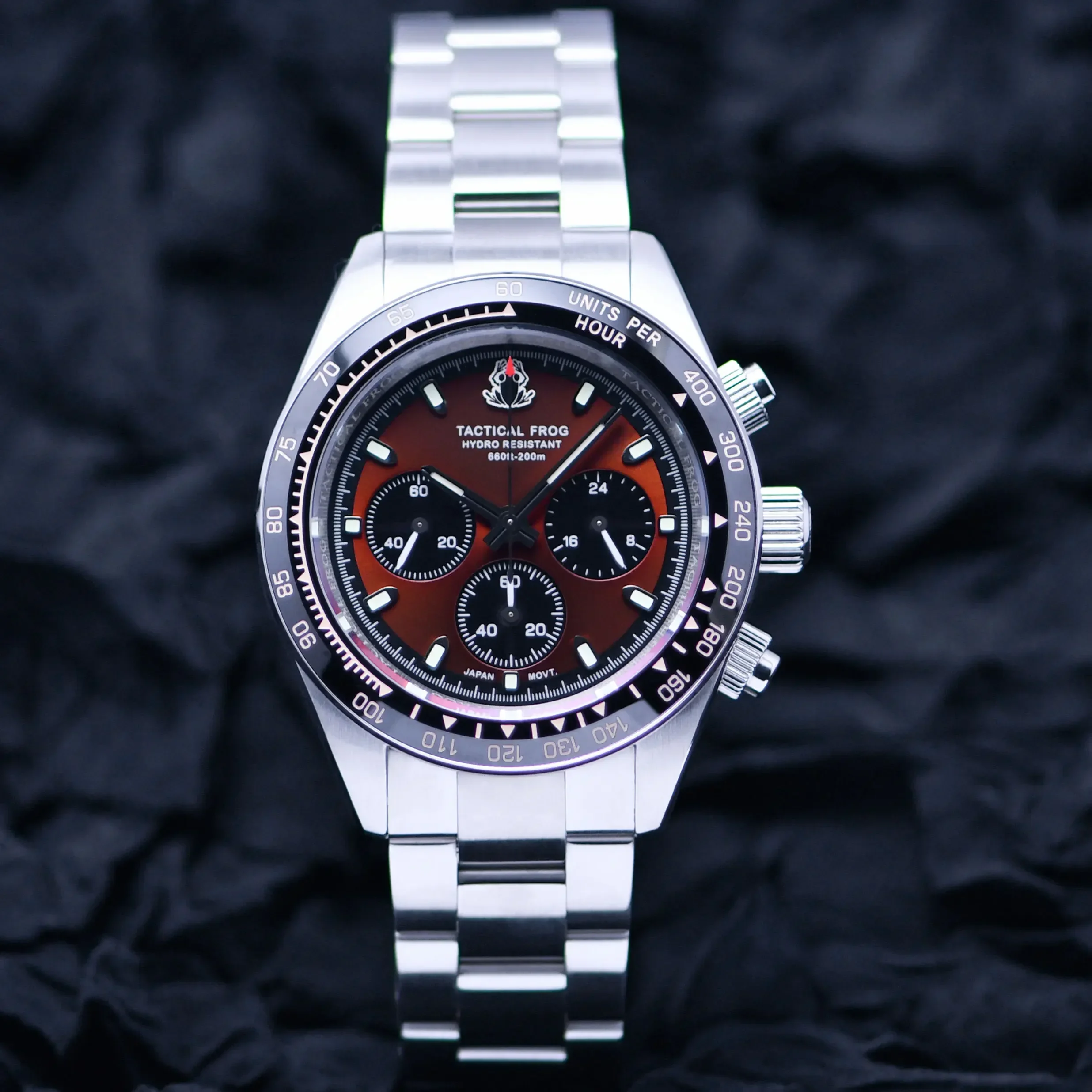 Reloj táctico Frog de 41mm para hombre VS75, movimiento de cuarzo Solar, resistente al agua, verde zafiro, C3, relojes de cuarzo luminosos