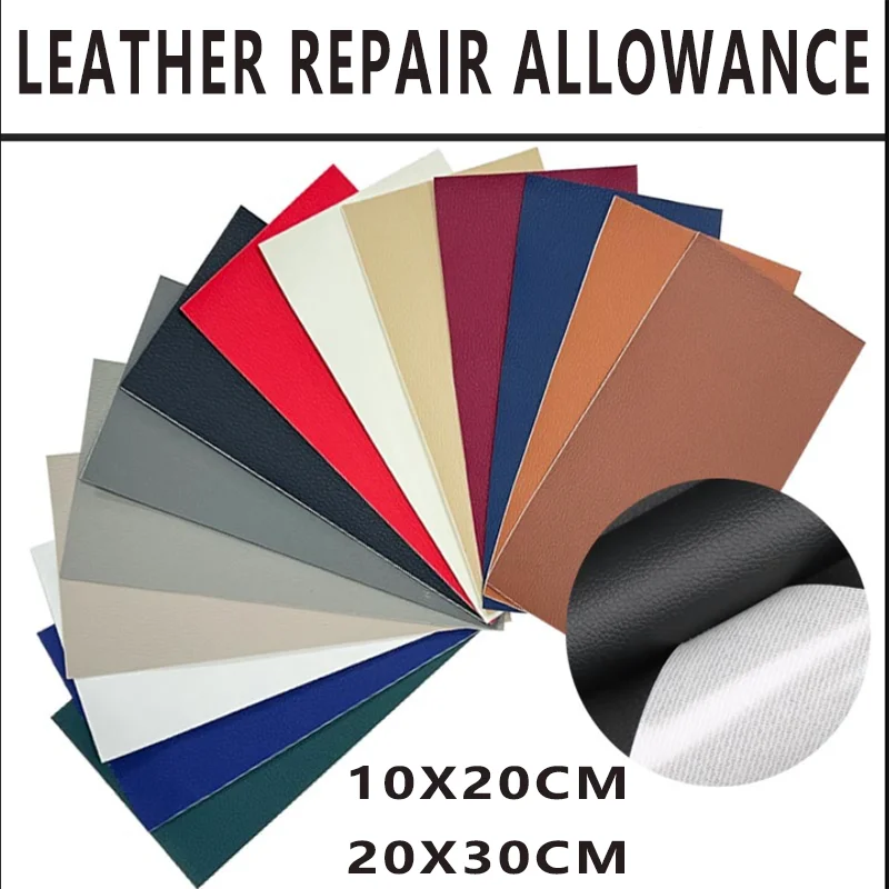 20x30cm Self Adhesion Litchi Faux Synthetic Leather Patches Big Multicolor PU Sofa Hole Repair Car Sticker Decoration Waterproof
