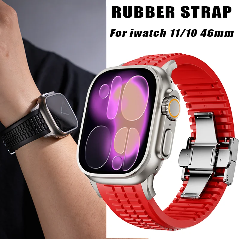 

Silicone Sports Strap for Apple Watch Ultra 3/2/1 49mm Series 11 10 9 8 7 46mm 45mm 44mm Rubber Band for IWatch SE3 6 5 4 42mm
