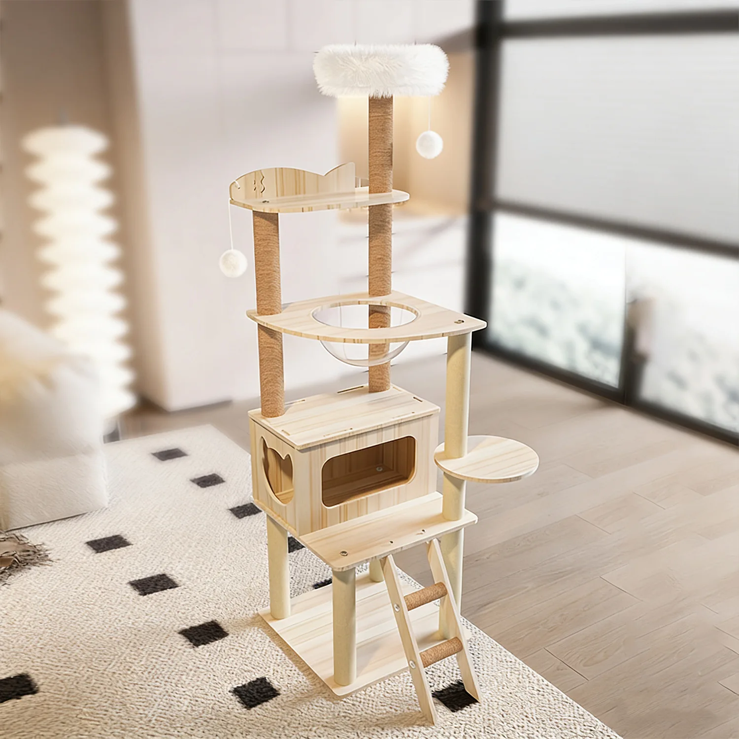 Cat ladder, cat climbing frame, cat nest integrated space capsule Tongtian pillar