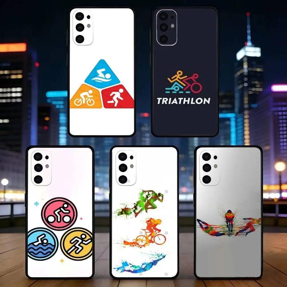 Triathlon Swim Bike Run Tri Life Phone Case Black Silicone Soft For Samsung S25,S24,S21,S22,S23,S30,Ultra,S20,Plus,Fe,Lite