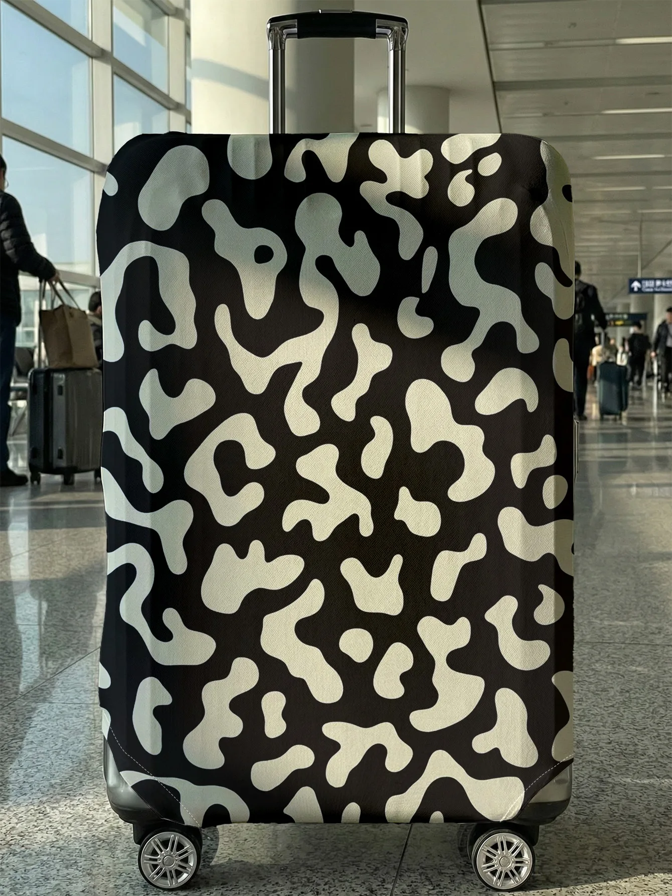 

Черно-белый чехол для багажа с нерегулярным камуфляжным рисунком, подходит для чемоданов 18-32 дюймов, чехол-накладка на ручку чемодана, дорожный аксессуар