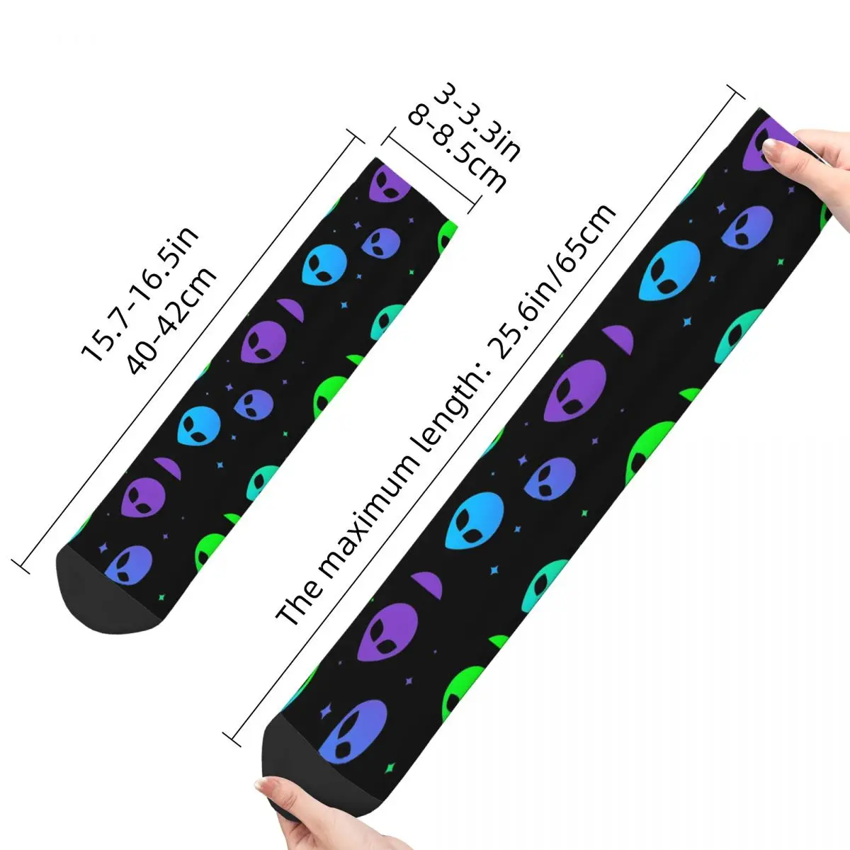 Funny Crazy Sock for Men Colorful Aesthetic Alien Pattern Hip Hop Harajuku Happy Pattern Printed Boys Crew Sock Casual Gift