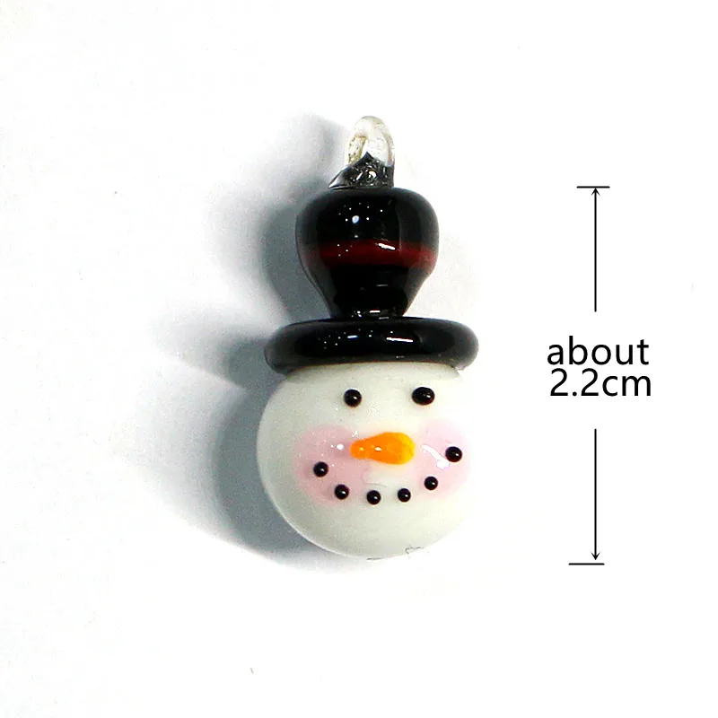 Tiny Cute Christmas Glass Pendant Mini Snowman Santa Claus Charm Ornament Diy Craft Jewelry Making Accessory For Handmade Lovers