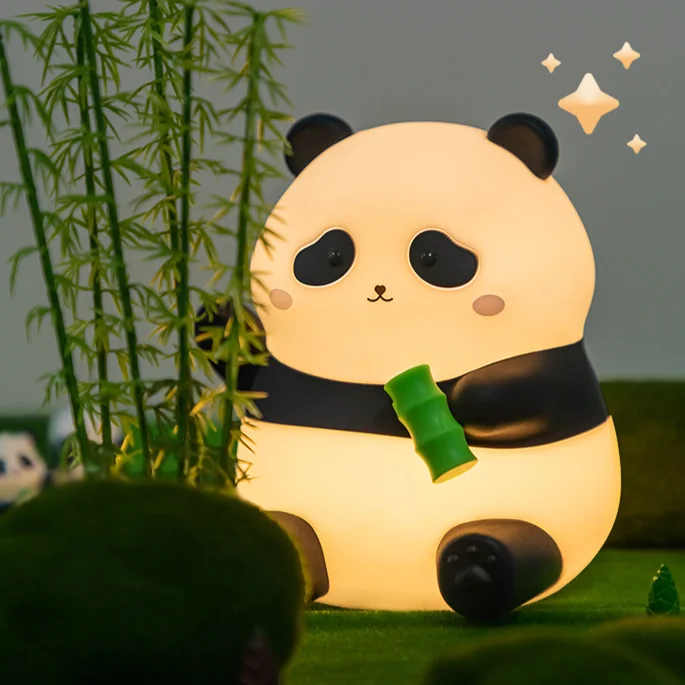 

Panda Night Light USB Charging Two Levels Dimming Timing Photography Silicone Light Cartoon Children'S LED Atmosphere Light