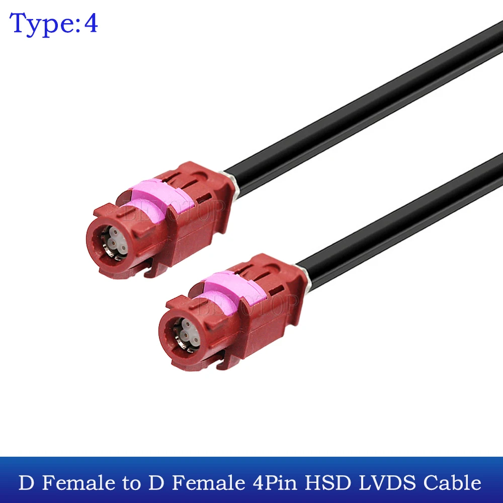 4Pin HSD Code D Female to D Female Connector 4-Core HSD LVDS Wiring Harness Cable for BMW USB Wire Vehicle Transmission Screens