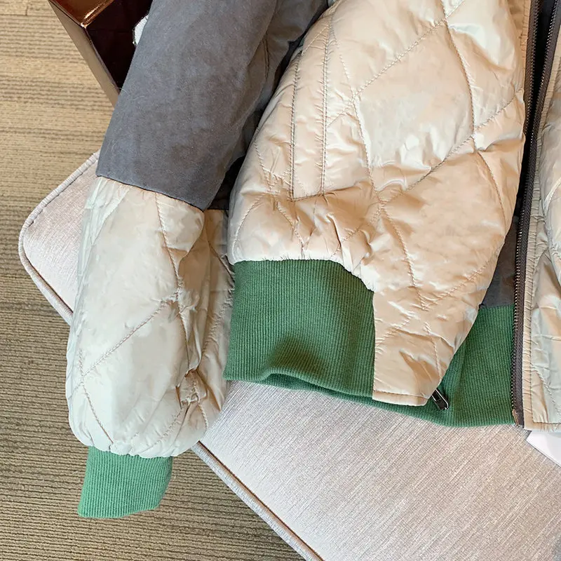 Retro Amerikaanse kleur Blo Diamond Cotton Jaet Thiened warme winterjas voor mannen en vrouwen met Fce Casual losse pasvorm
