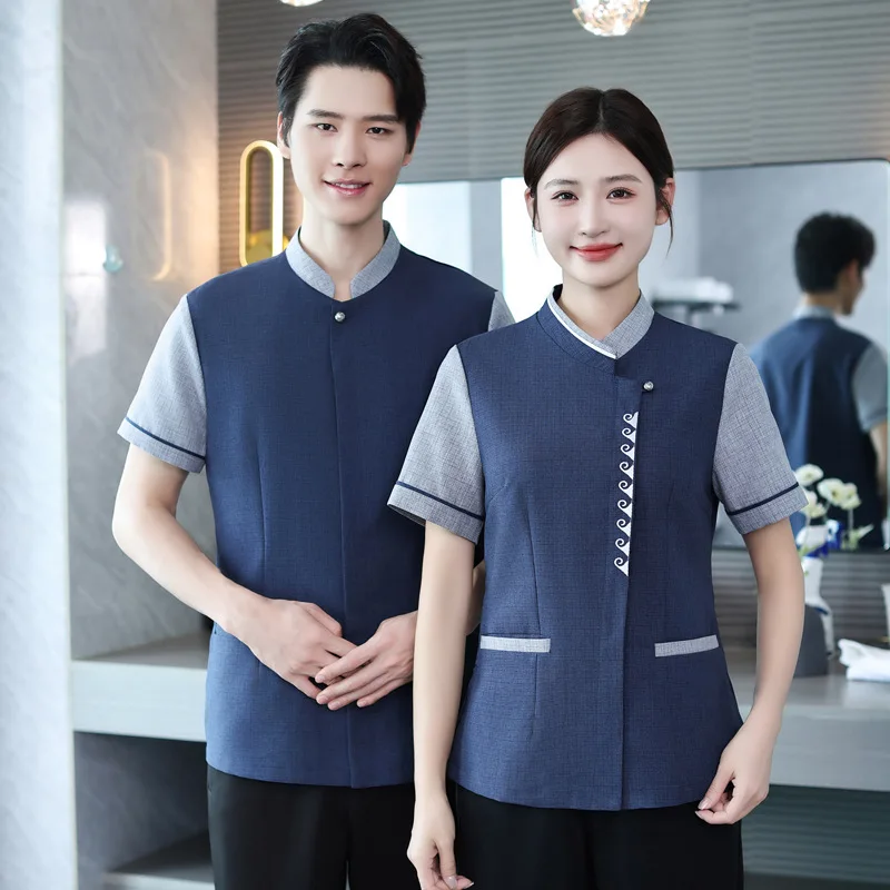 

Униформа для уборки в отелях и клубах для мужчин и женщин. Летняя одежда с короткими рукавами для обслуживания и уборки объектов.