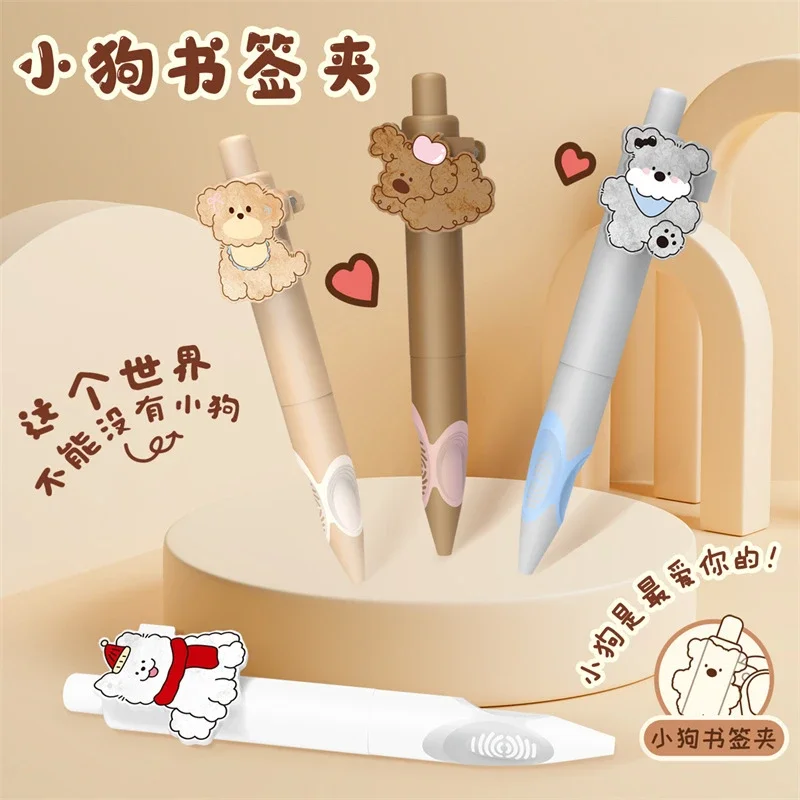 4Pcs/Set Kawaii Pet Dog Gel Pen Black 0.5mm Ink Writing Correction Posture Pen Quick-Dry Ballpoint Pens Office School Stationery