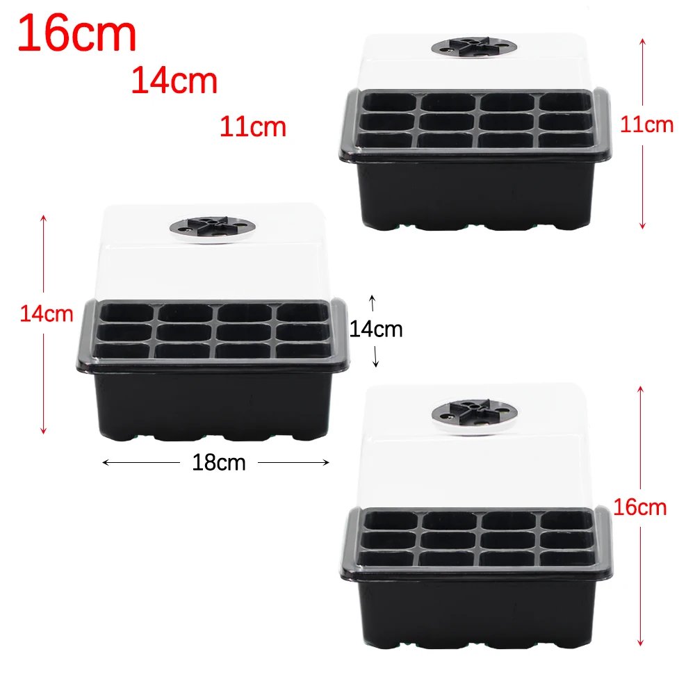 LED Growth Light Greenhouse Grow Trays 12 Holes Humidity Adjustable Plants Starting Kit with Dome Multiple Sizes are Optional