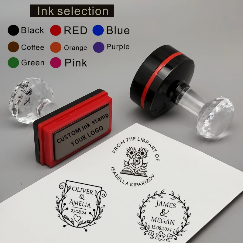 Custom Book Stamp Personalized Self Inking Wedding Stamp Customized Photosensitive Seal Wedding party Invitation letter logo