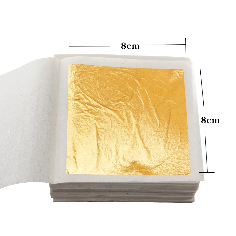 

24K Gold Leaf Sheets Edible Pure Genuine Gold Leaf Foil for Cosmetology Scrapbooking Stamping Cake Painting 100 Sheets 8 X 8cm