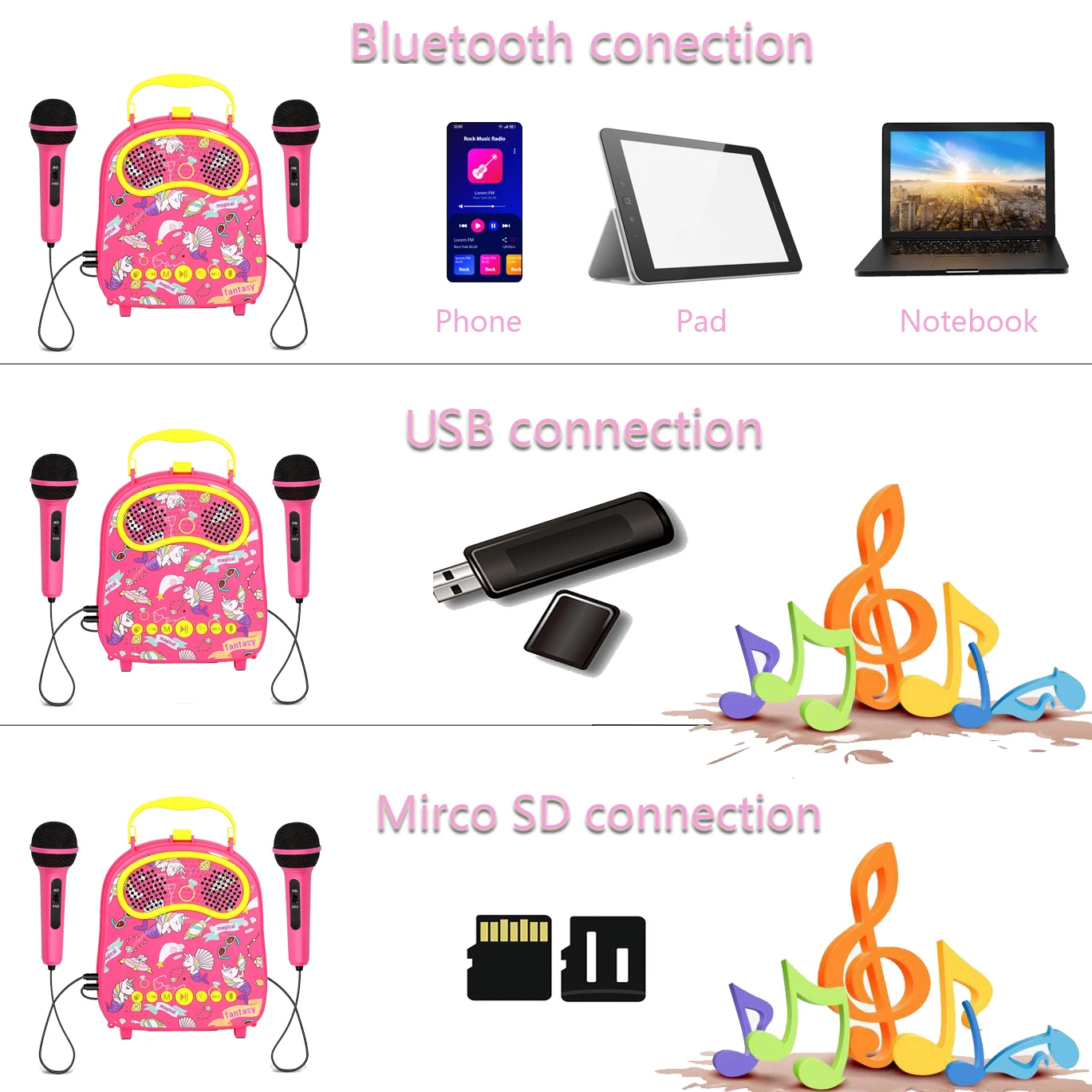 Free ship Kids Karaoke Machine with 2 Microphones for Girls Children Singing Machine Karaoke Music Toy for Birthday