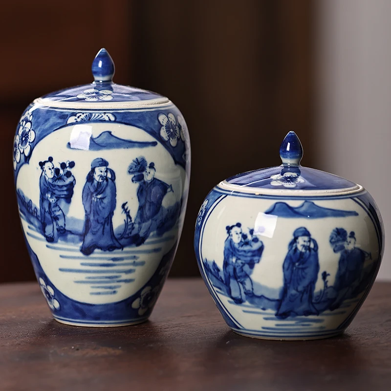 

Jingdezhen антикварные фигурки ручной росписи чайная банка керамические чайные банки декоративные украшения Античная Ретро керамика