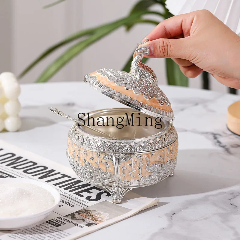

PYH white sugar cup glass sealed moisture-proof storage box open lid seasoning household kitchen sugar tank