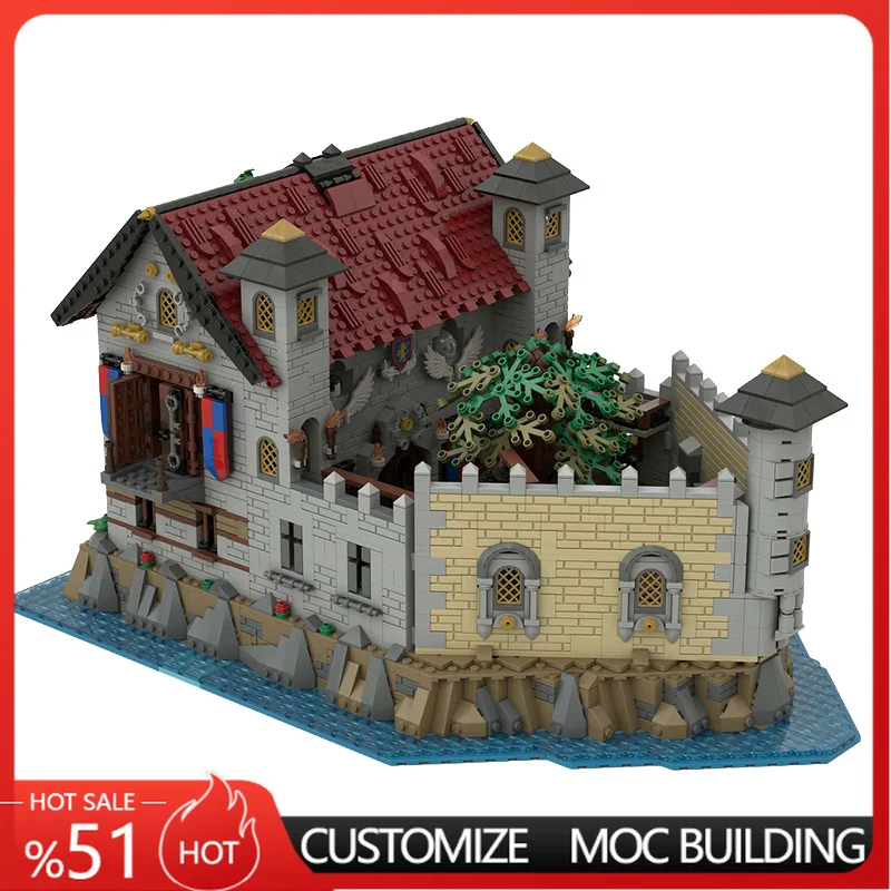 

3529PCS Medieval European Waterfront Prison Fortress MOC Model Custom Building Blocks Architecture Toy For Birthday Holiday Gift