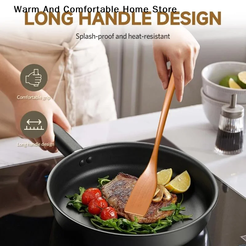 【W】Kitchen Utensils No Stick Wooden Spatula Premium High Heat Wooden Turner Sturdy Versatile Frying Spatula Fried Food