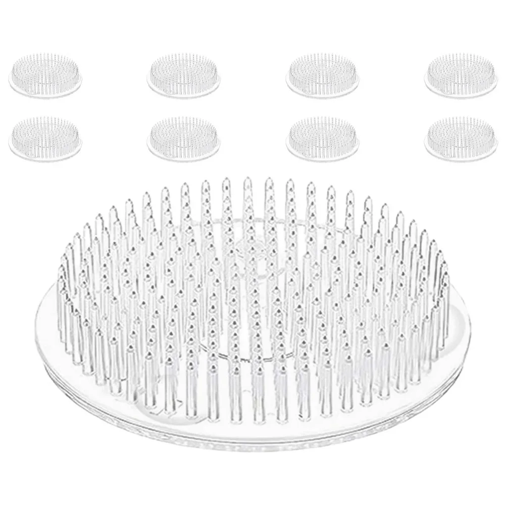 

9Pcs Flower Pin Frog Holder Round Plastic Floral Arrangement Stand with Suction Base Flower Arrangement Supplies Wedding Use