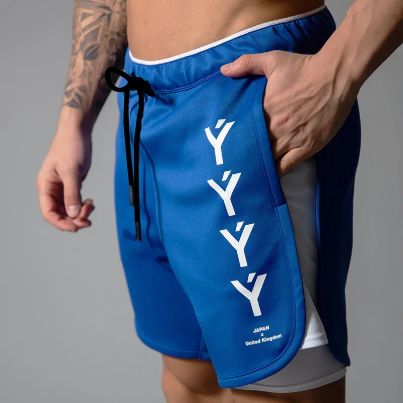 Nowe spodenki dwuwarstwowe męskie letnie szybkoschnące oddychające spodenki do biegania męskie spodenki sportowe krótkie spodnie do ćwiczeń