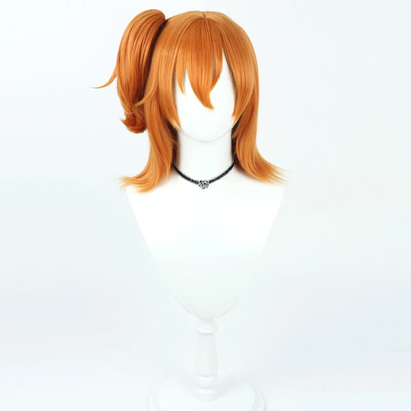 Honoka Kousaka Cosplay Wig Lovelive Orange Short Pigtail Heat Resistant Synthetic Hair Halloween Party Role Play + Free Wig Cap