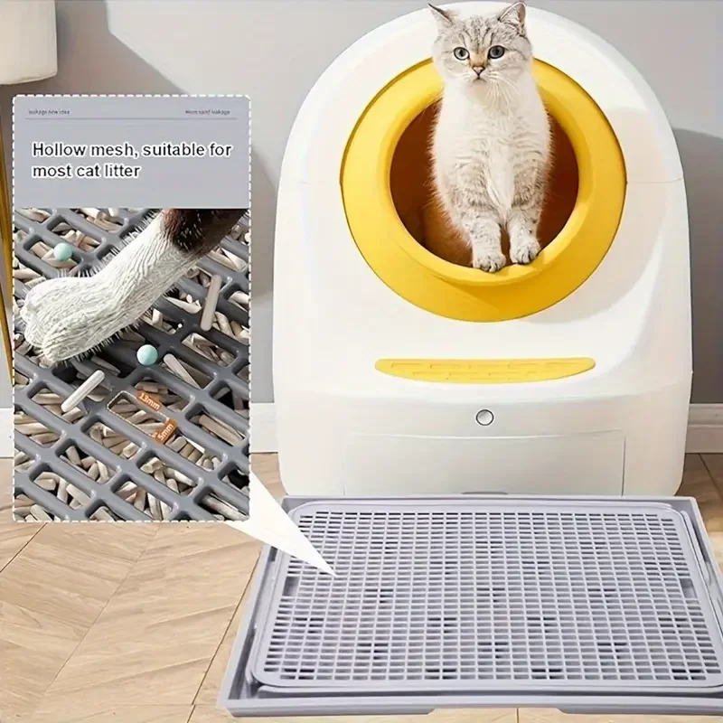Durable Plastic  with Grille - Anti-Turnover Pet Toilet Tray  Perforated Design, Waterproof Double Layer Mats Pet Litter Box Mat