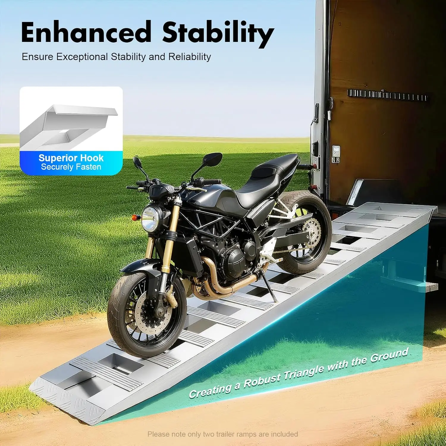 

72"x15"Aluminum Trailer Ramps,2pcs Heavy-Duty Anti-Slip Truck Car Auto Trailer Ramps w/Top Hook Attaching End,6800lbs Load
