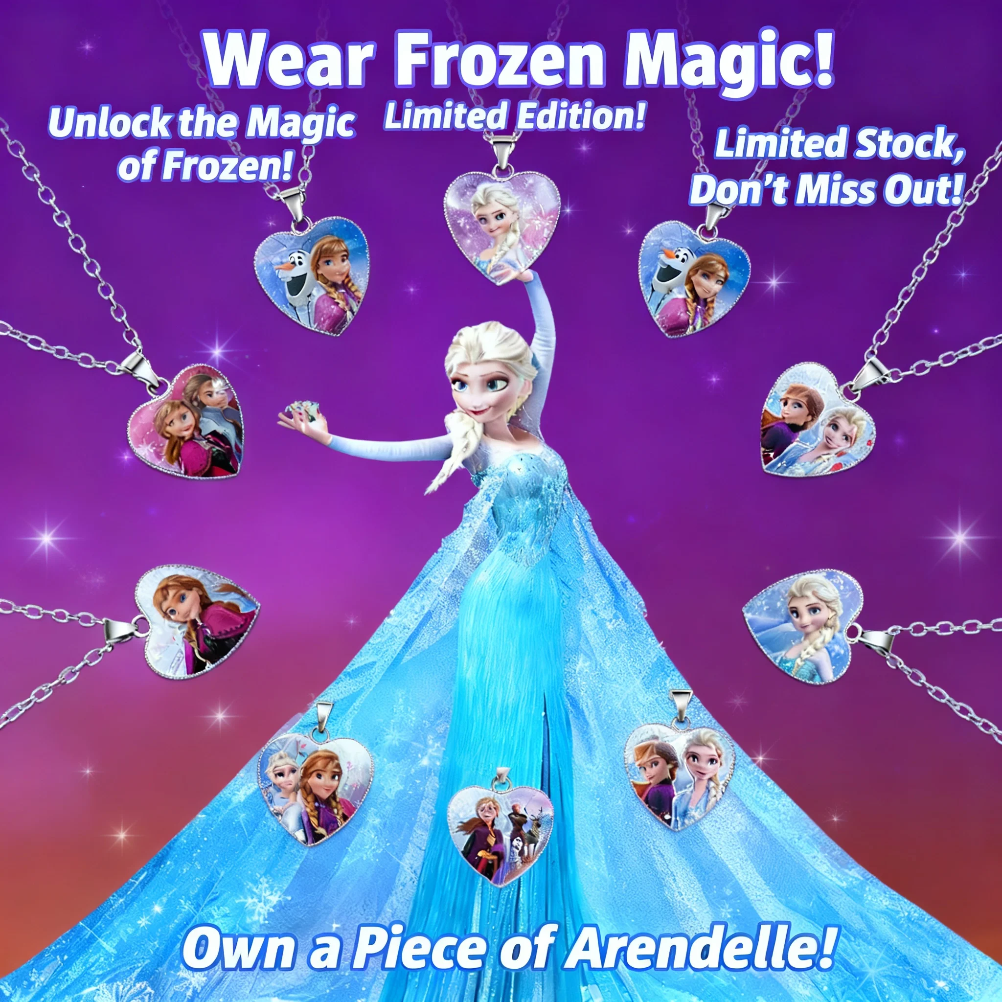 Collar con Colgante de Anime de las Princesas Elsa y Anna de Disney, Joyería Infantil, Accesorios, Regalo de Cumpleaños, Figuras de Niñas