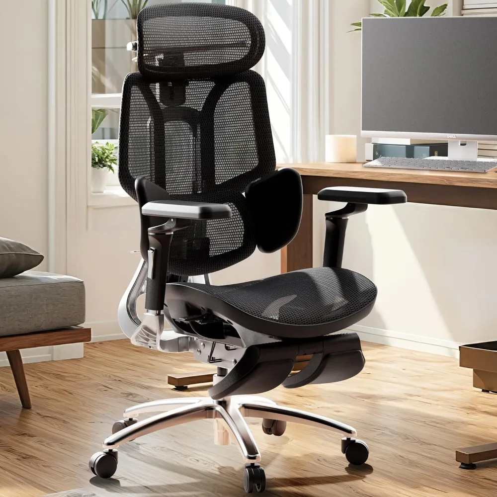 

Ergonomic Office Chair, Big and Tall Office Chair - with 3-Zone Dynamic Lumbar Support, 360° Mechanical Armrests, 4D Adjustable