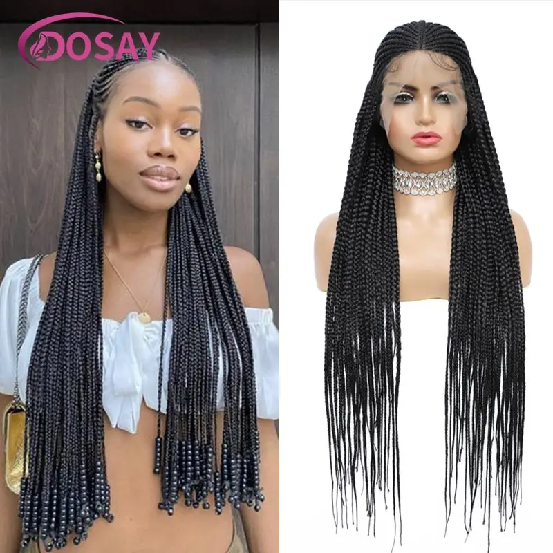 Perruque synthétique 36 amaran 13x8 pour femmes noires, postiche de tressage en cornrow fait à la main, sans nœuds