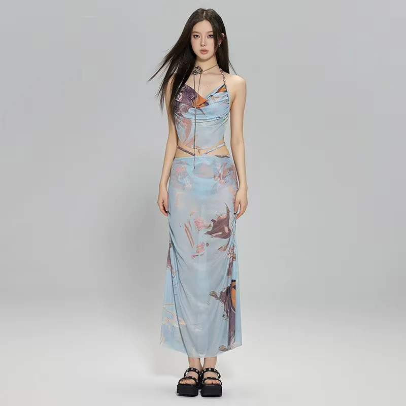 2025 Women's Slimming 3-Piece Bikini Set with Split Skirt And Cover-Up Long Beach Vacation Swimsuit Separate Sexy Swimwear