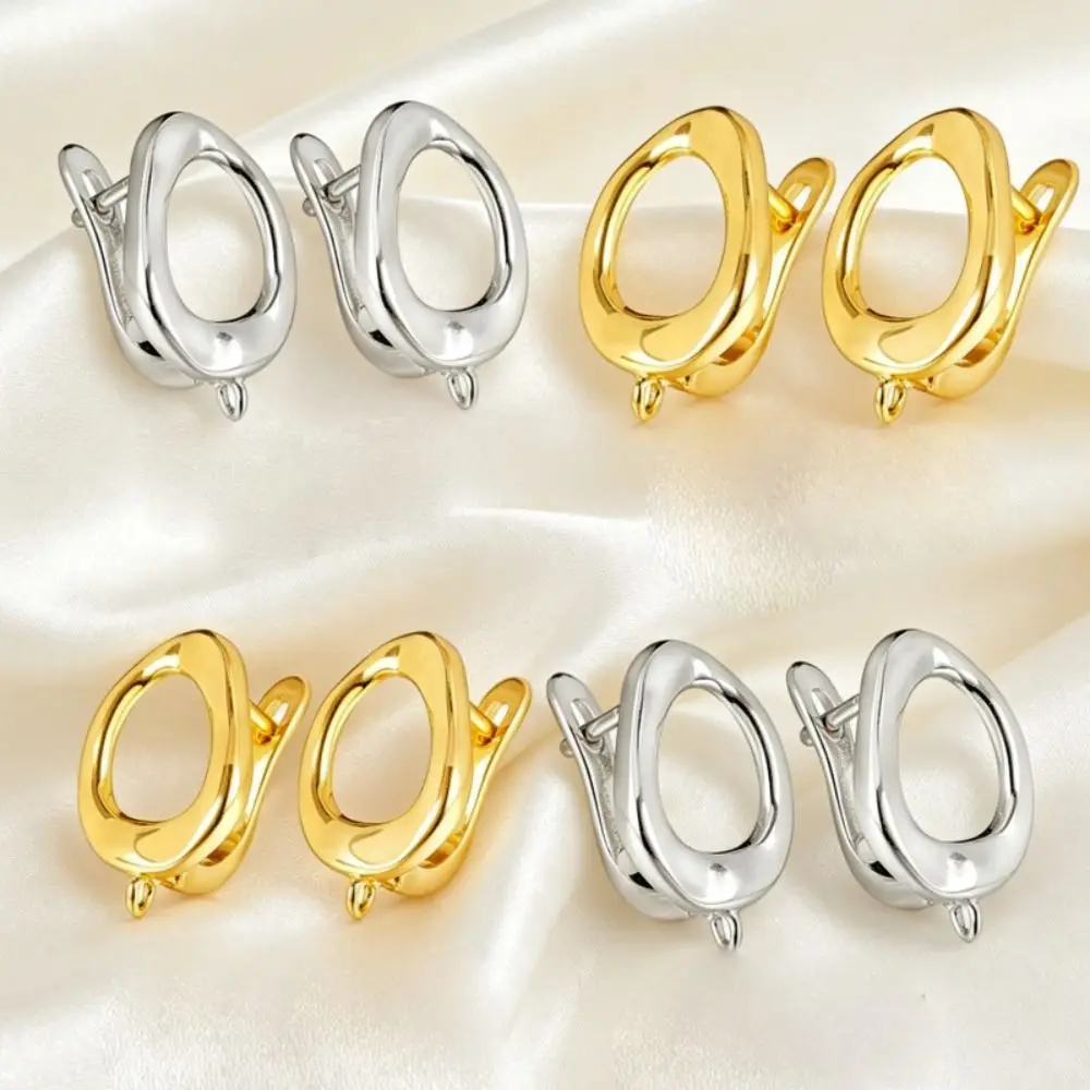 1 Pair New Irregular Oval Hoop Earrings Open Hoop Nickel Free Oval Earrings Polished Finish Earring Connectors Daily Wear