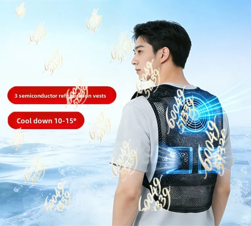 apply to Peltier Semiconductor Cooling Vest Construction Site Air Conditioned Workwear Summer Outdoor Cooling Waistcoat