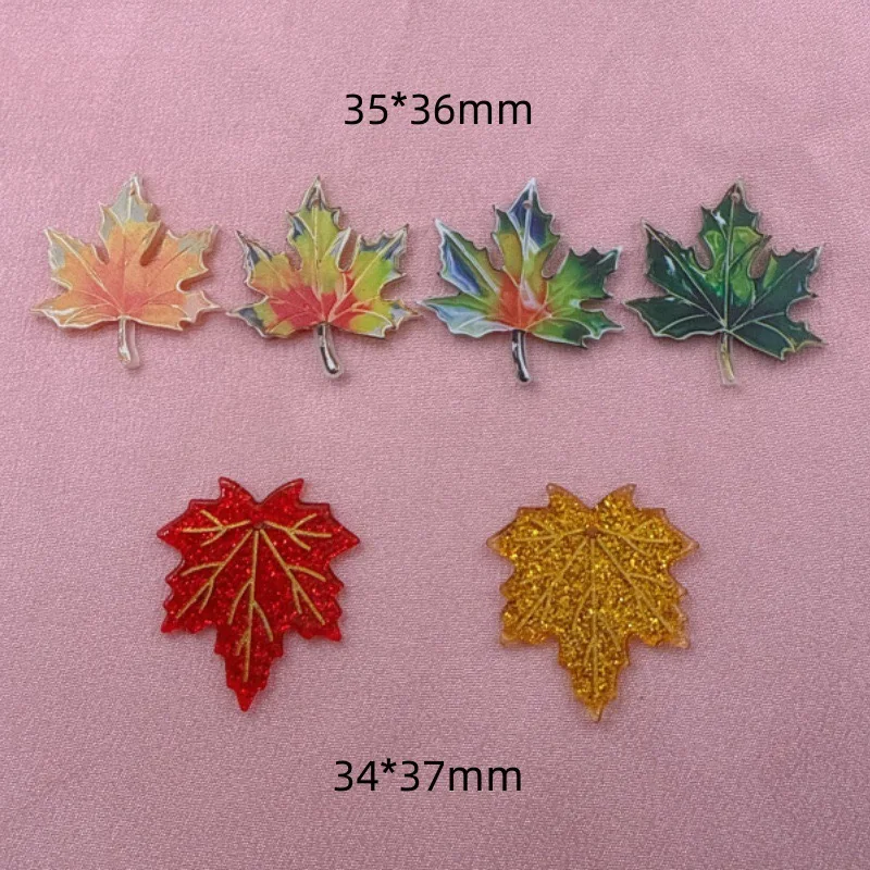 10pcs acrylic double-sided printed colorful maple leaf pendant DIY handmade jewelry pendant accessories view 6