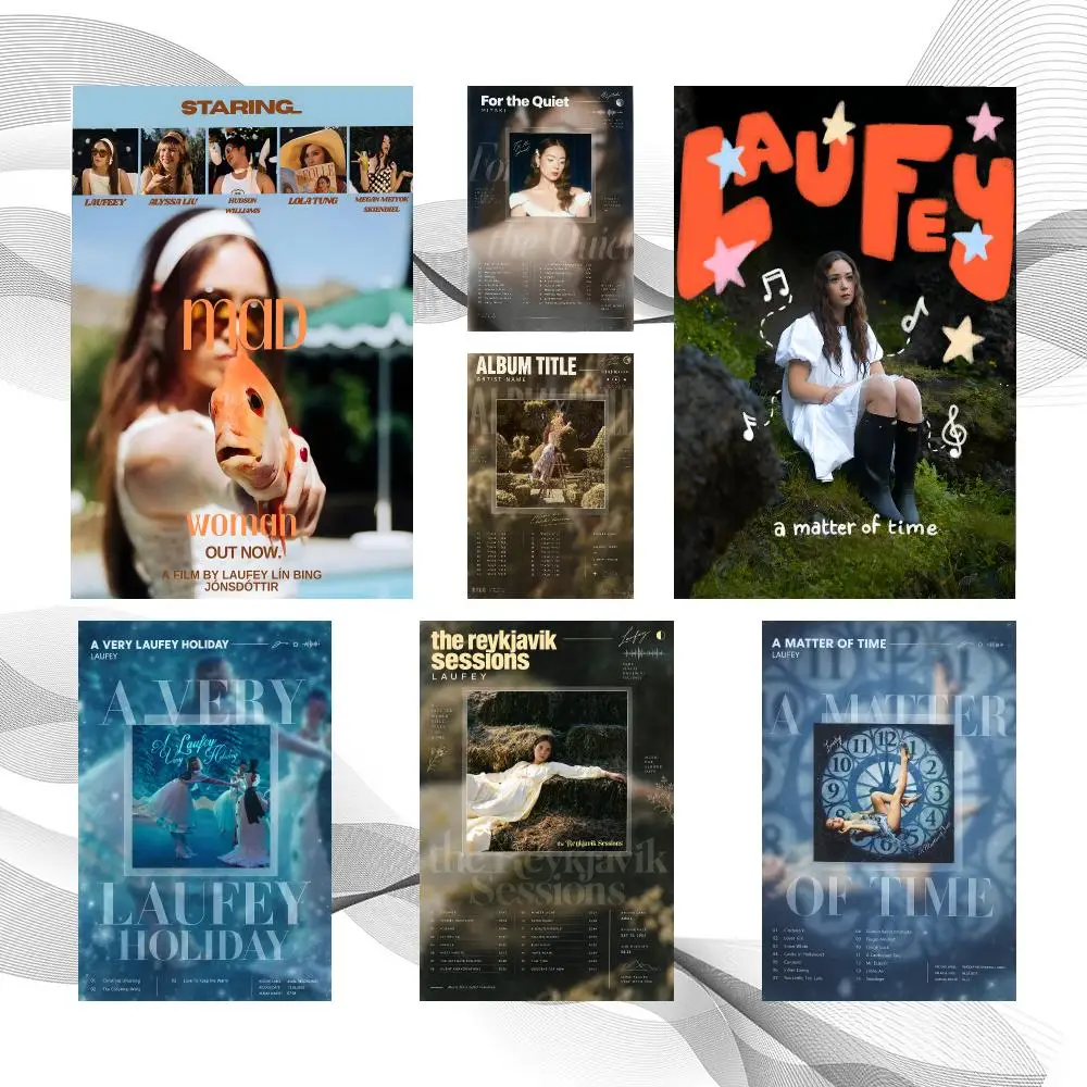 Music Popular Modern L-Laufey Poster Peel And Stick Wall Art Self Adhesive PP Waterproof Wall Decor Living Room Bedroom Gift